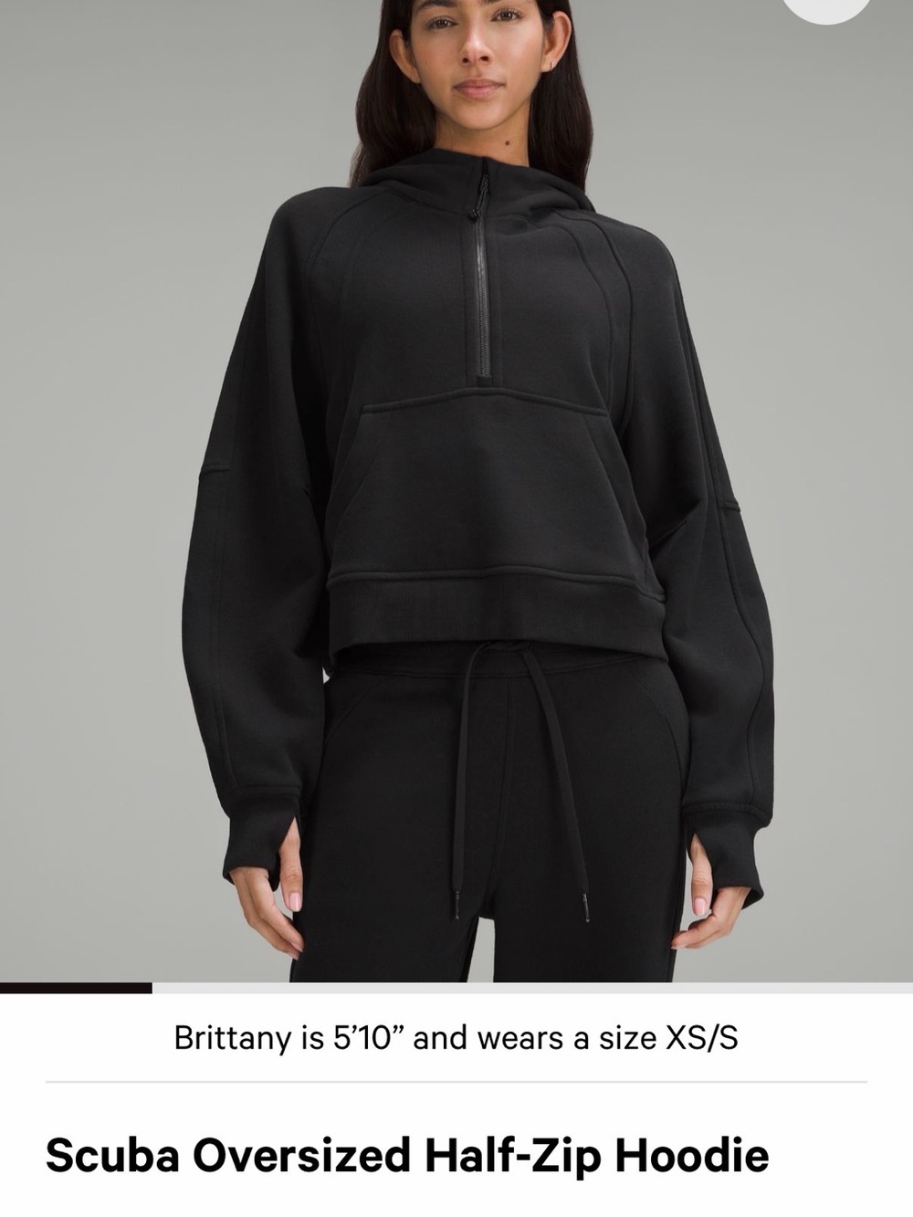 Lulu Scuba Oversized Half-Zip Hoodie - Black